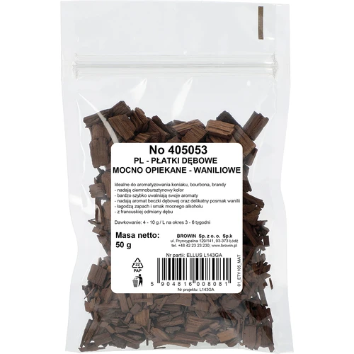 Vanille eiken vlokken, zwaar geroosterd, 50 g - 2