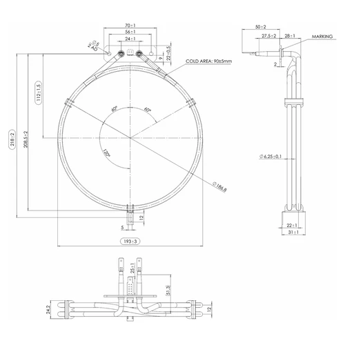 Verwarmingselement voor rookoven - 1,5 kW - 4