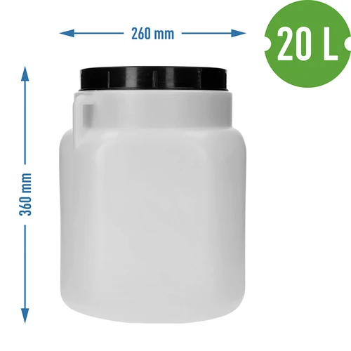 Vierkant Vat van 20 L, wit, met handvatten, Sterk - 10
