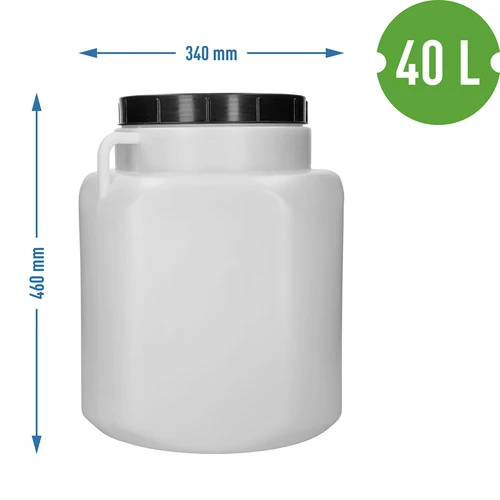 Vierkant Vat voor 40 L, wit, met handvatten, Sterk - 10