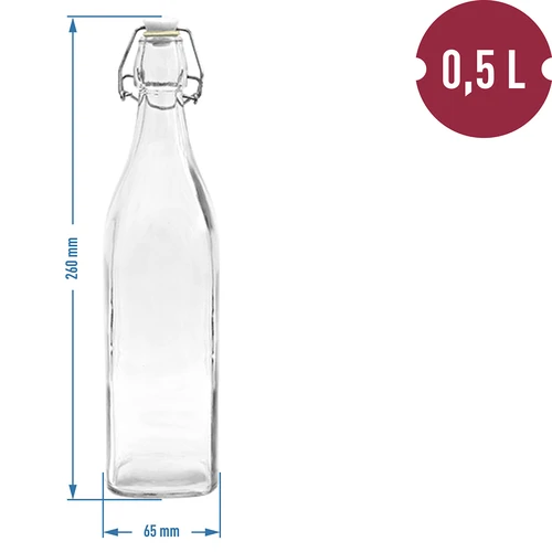 Vierkante fles met luchtdichte sluiting 0,5 L - 2
