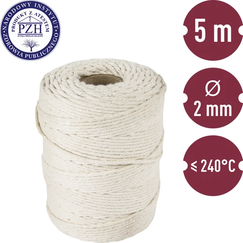Vleessnaren van katoen wit (240°C) 55 m - 3