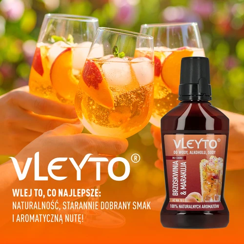 VLEYTO Perzik & Passievrucht – smaakessence met natuurlijke aroma's, 250 ml - 6