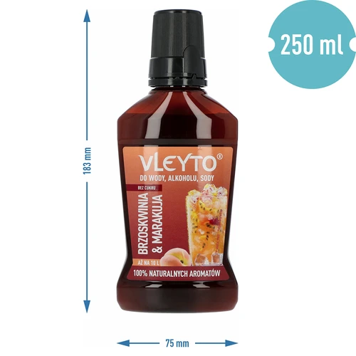 VLEYTO Perzik & Passievrucht – smaakessence met natuurlijke aroma's, 250 ml - 5