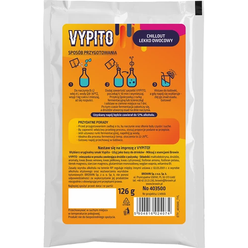 VYPITO 12%, zakje voor 18 drankjes - Chillout licht fruitig, 126 g - 2