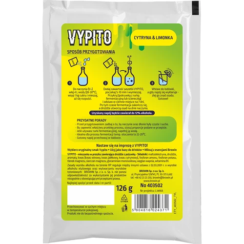 VYPITO 12%, zakje voor 18 drankjes - Citroen & limoen, 126 g - 2