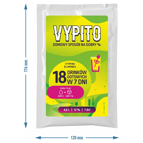 VYPITO 12%, zakje voor 18 drankjes - Citroen & limoen, 126 g - 4