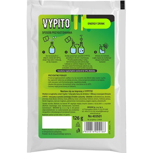 VYPITO 12%, zakje voor 18 drankjes - Energiedrank, 126 g - 2
