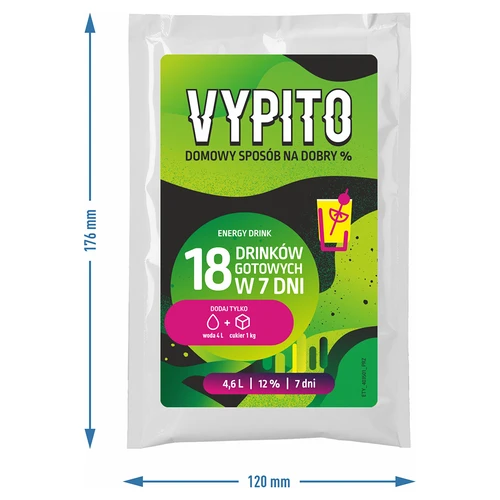 VYPITO 12%, zakje voor 18 drankjes - Energiedrank, 126 g - 4