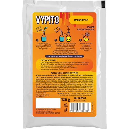 VYPITO 12%, zakje voor 18 drankjes - Mandarijn, 126g - 2