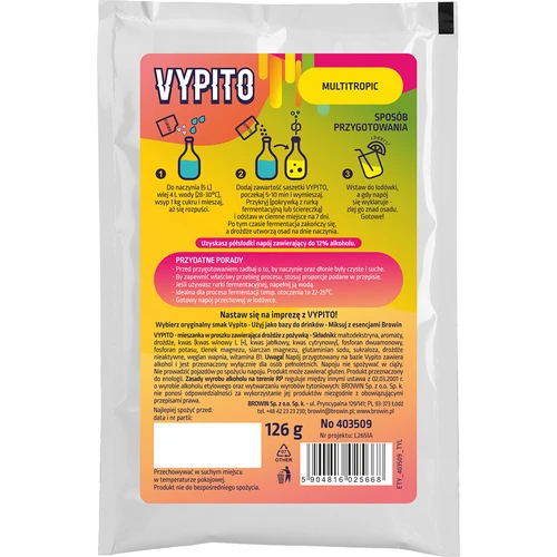 VYPITO 12%, zakje voor 18 drankjes – Multitropic, 126g - 2