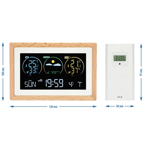 Weerstation (RCC,DCF) - elektronisch, draadloos, verlicht, sensor, wit - 14