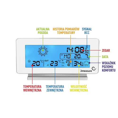 Weerstation RCC, DCF – elektronisch, draadloos, verlichte sensor, wit - 7