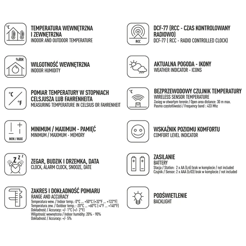 Weerstation RCC, DCF – elektronisch, draadloos, verlichte sensor, wit - 8