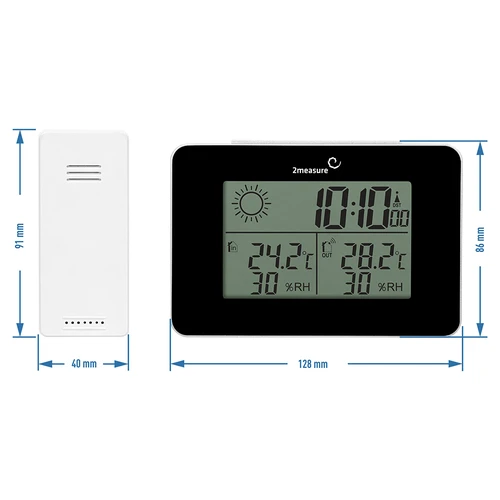 Weerstation RCC – elektronisch, draadloos, verlichte sensor, zwart - 12