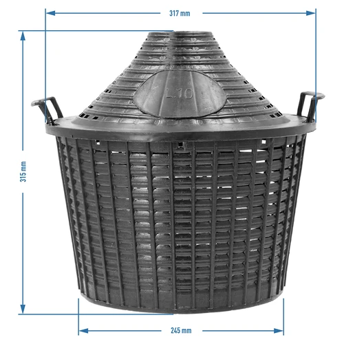 Wijnballon 10 L in plastic mand - 6