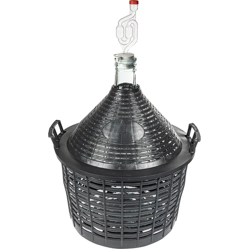 Wijnballon 20 L in plastic mand - 3