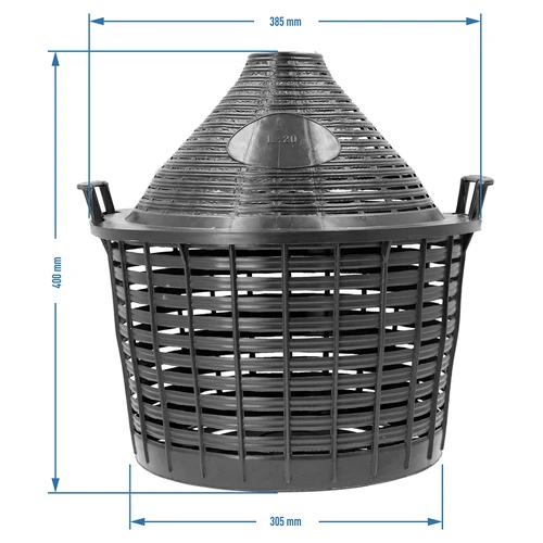 Wijnballon 20 L in plastic mand - 4