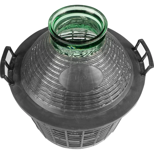 Wijnballon 20 L met brede hals in plastic mand - 3