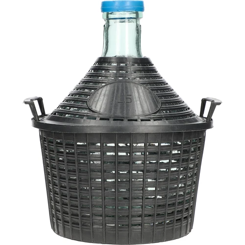 Wijnballon 5 L in plastic mand