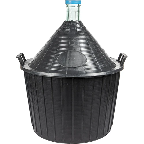 Wijnballon 54 L in plastic mand
