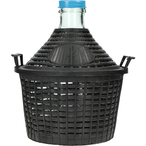 Wijnballon 5L in plastic mand