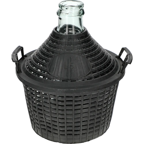 Wijnballon 5L in plastic mand - 2