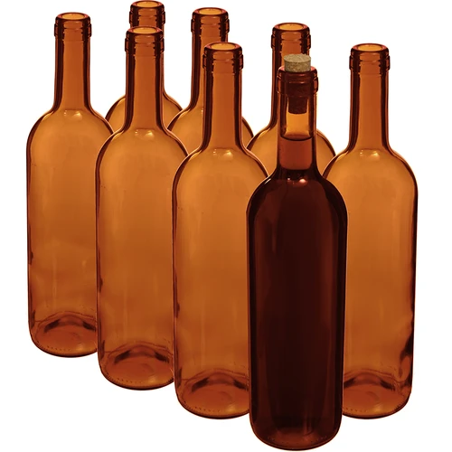 Wijnfles 0,75 L bruin - verpakking 8 stuks - 2