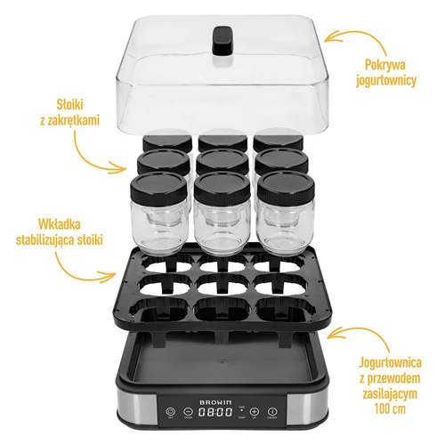 Yoghurtmaker met thermostaat, 9 potjes, 1,6 L - 5