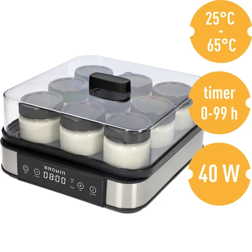 Yoghurtmaker met thermostaat, 9 potjes, 1,6 L - 8
