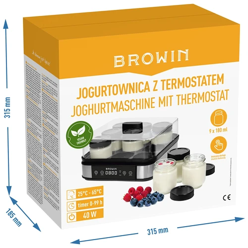 Yoghurtmaker met thermostaat, 9 potjes, 1,6 L - 12