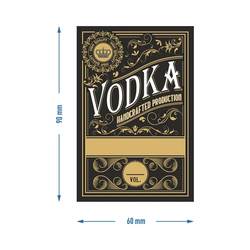 Zelfklevende etiketten 60x90 mm voor flessen, wodka, zwart, 20 stuks - 4