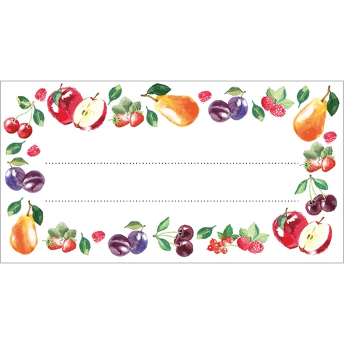 Zelfklevende labels ontwerp fruit 85/45 mm - 20 stuks.